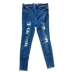 Womens Skinny Fries Vintage Denim Distressed Ripped Skinny Jeans - Sz 17